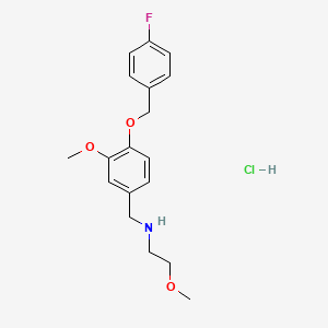 molecular formula C18H23ClFNO3 B5501293 N-{4-[(4-fluorobenzyl)oxy]-3-methoxybenzyl}-2-methoxyethanamine hydrochloride 