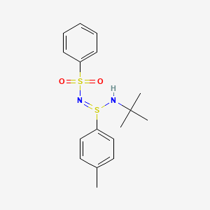 molecular formula C17H22N2O2S2 B5501309 N-[(tert-butylamino)(4-methylphenyl)-lambda~4~-sulfanylidene]benzenesulfonamide 