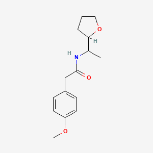 molecular formula C15H21NO3 B5501351 2-(4-methoxyphenyl)-N-[1-(tetrahydro-2-furanyl)ethyl]acetamide 