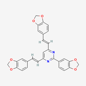 molecular formula C29H20N2O6 B5501371 2-(1,3-benzodioxol-5-yl)-4,6-bis[2-(1,3-benzodioxol-5-yl)vinyl]pyrimidine 