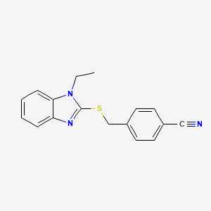 molecular formula C17H15N3S B5501495 4-{[(1-ethyl-1H-benzimidazol-2-yl)thio]methyl}benzonitrile 