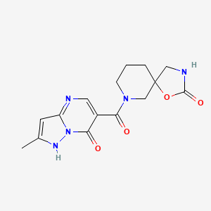 molecular formula C15H17N5O4 B5501564 7-[(2-methyl-7-oxo-4,7-dihydropyrazolo[1,5-a]pyrimidin-6-yl)carbonyl]-1-oxa-3,7-diazaspiro[4.5]decan-2-one 