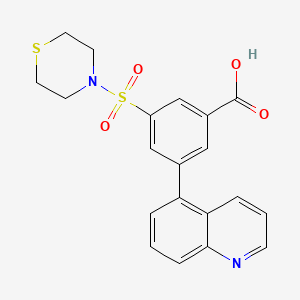 molecular formula C20H18N2O4S2 B5501580 3-quinolin-5-yl-5-(thiomorpholin-4-ylsulfonyl)benzoic acid 