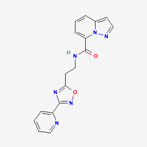 molecular formula C17H14N6O2 B5501615 N-[2-(3-pyridin-2-yl-1,2,4-oxadiazol-5-yl)ethyl]pyrazolo[1,5-a]pyridine-7-carboxamide 