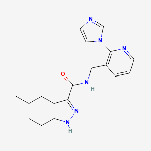 molecular formula C18H20N6O B5501633 N-{[2-(1H-imidazol-1-yl)pyridin-3-yl]methyl}-5-methyl-4,5,6,7-tetrahydro-2H-indazole-3-carboxamide 