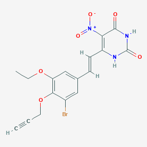 molecular formula C17H14BrN3O6 B5501669 6-{2-[3-溴-5-乙氧基-4-(2-炔-1-基氧基)苯基]乙烯基}-5-硝基-2,4(1H,3H)-嘧啶二酮 