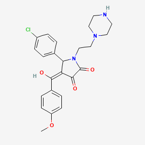 molecular formula C24H26ClN3O4 B5501696 5-(4-chlorophenyl)-3-hydroxy-4-(4-methoxybenzoyl)-1-[2-(1-piperazinyl)ethyl]-1,5-dihydro-2H-pyrrol-2-one 