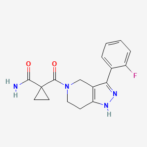 molecular formula C17H17FN4O2 B5501726 1-{[3-(2-氟苯基)-1,4,6,7-四氢-5H-吡唑并[4,3-c]吡啶-5-基]羰基}环丙烷甲酰胺 