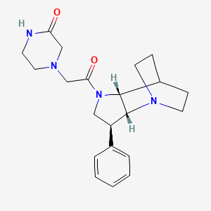 molecular formula C21H28N4O2 B5501735 4-{2-oxo-2-[(2R*,3S*,6R*)-3-苯基-1,5-二氮杂三环[5.2.2.0~2,6~]十一-5-基]乙基}-2-哌嗪酮 