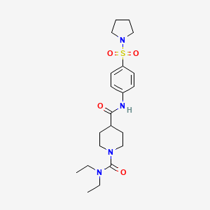 molecular formula C21H32N4O4S B5501749 N~1~,N~1~-二乙基-N~4~-[4-(1-吡咯烷磺酰基)苯基]-1,4-哌啶二甲酰胺 