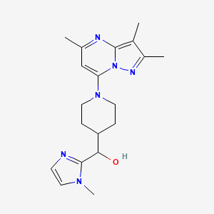 molecular formula C19H26N6O B5501794 (1-methyl-1H-imidazol-2-yl)[1-(2,3,5-trimethylpyrazolo[1,5-a]pyrimidin-7-yl)-4-piperidinyl]methanol 
