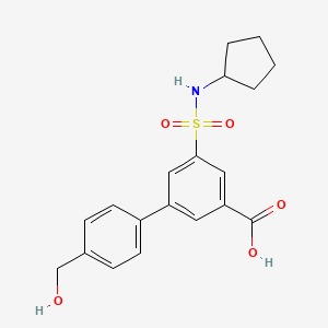 molecular formula C19H21NO5S B5501814 5-[(环戊基氨基)磺酰基]-4'-(羟甲基)联苯-3-羧酸 