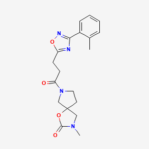 molecular formula C19H22N4O4 B5501823 3-methyl-7-{3-[3-(2-methylphenyl)-1,2,4-oxadiazol-5-yl]propanoyl}-1-oxa-3,7-diazaspiro[4.4]nonan-2-one 