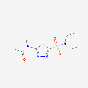 molecular formula C9H16N4O3S2 B5501887 N-{5-[(diethylamino)sulfonyl]-1,3,4-thiadiazol-2-yl}propanamide 