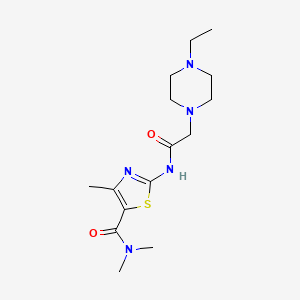 molecular formula C15H25N5O2S B5501892 2-{[(4-ethyl-1-piperazinyl)acetyl]amino}-N,N,4-trimethyl-1,3-thiazole-5-carboxamide 
