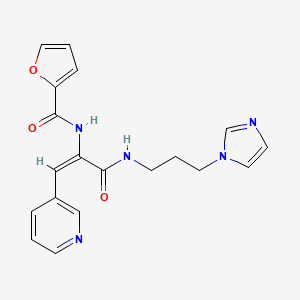 molecular formula C19H19N5O3 B5501897 N-[1-({[3-(1H-imidazol-1-yl)propyl]amino}carbonyl)-2-(3-pyridinyl)vinyl]-2-furamide 