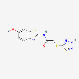 molecular formula C12H11N5O2S2 B5501926 N-(6-methoxy-1,3-benzothiazol-2-yl)-2-(1H-1,2,3-triazol-5-ylthio)acetamide 