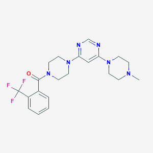 molecular formula C21H25F3N6O B5501932 4-(4-methyl-1-piperazinyl)-6-{4-[2-(trifluoromethyl)benzoyl]-1-piperazinyl}pyrimidine 