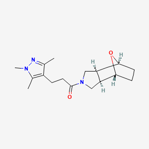molecular formula C17H25N3O2 B5501946 (1R*,2R*,6S*,7S*)-4-[3-(1,3,5-trimethyl-1H-pyrazol-4-yl)propanoyl]-10-oxa-4-azatricyclo[5.2.1.0~2,6~]decane 