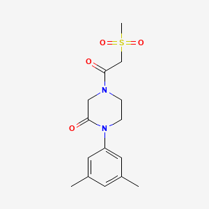 molecular formula C15H20N2O4S B5501953 1-(3,5-二甲苯基)-4-[(甲磺酰)乙酰基]哌嗪-2-酮 