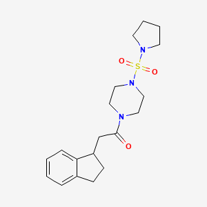 molecular formula C19H27N3O3S B5502009 1-(2,3-dihydro-1H-inden-1-ylacetyl)-4-(1-pyrrolidinylsulfonyl)piperazine 