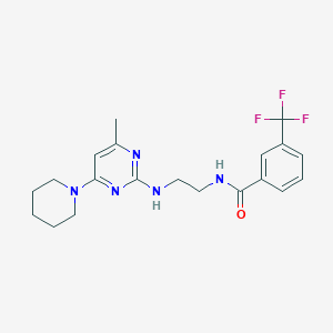 molecular formula C20H24F3N5O B5502022 N-(2-{[4-methyl-6-(1-piperidinyl)-2-pyrimidinyl]amino}ethyl)-3-(trifluoromethyl)benzamide 