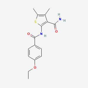 molecular formula C16H18N2O3S B5502043 2-[(4-ethoxybenzoyl)amino]-4,5-dimethyl-3-thiophenecarboxamide 