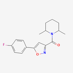 molecular formula C17H19FN2O2 B5502072 1-{[5-(4-fluorophenyl)-3-isoxazolyl]carbonyl}-2,6-dimethylpiperidine 