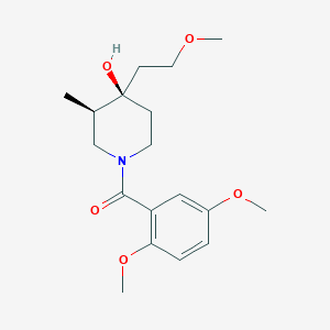 molecular formula C18H27NO5 B5502079 (3R*,4R*)-1-(2,5-dimethoxybenzoyl)-4-(2-methoxyethyl)-3-methylpiperidin-4-ol 