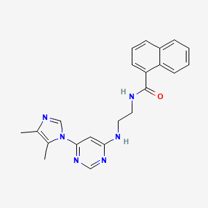 molecular formula C22H22N6O B5502080 N-(2-{[6-(4,5-dimethyl-1H-imidazol-1-yl)-4-pyrimidinyl]amino}ethyl)-1-naphthamide 