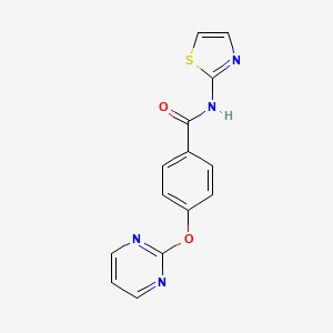 molecular formula C14H10N4O2S B5502119 4-(2-嘧啶氧基)-N-1,3-噻唑-2-基苯甲酰胺 