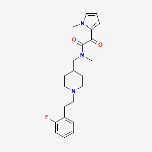 molecular formula C22H28FN3O2 B5502218 N-({1-[2-(2-氟苯基)乙基]哌啶-4-基}甲基)-N-甲基-2-(1-甲基-1H-吡咯-2-基)-2-氧代乙酰胺 