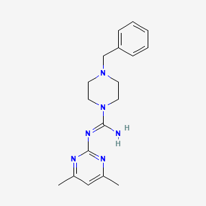 molecular formula C18H24N6 B5502223 4-benzyl-N'-(4,6-dimethyl-2-pyrimidinyl)-1-piperazinecarboximidamide 