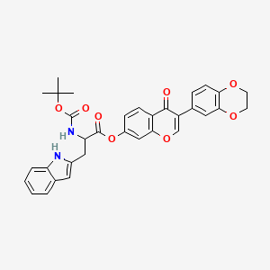 3-(2,3-dihydro-1,4-benzodioxin-6-yl)-4-oxo-4H-chromen-7-yl N-(tert-butoxycarbonyl)-3-(1H-indol-2-yl)alaninate