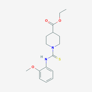 molecular formula C16H22N2O3S B5502256 1-{[(2-甲氧基苯基)氨基]羰硫基}-4-哌啶甲酸乙酯 