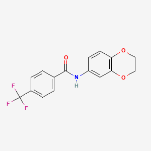 molecular formula C16H12F3NO3 B5502261 N-(2,3-dihydro-1,4-benzodioxin-6-yl)-4-(trifluoromethyl)benzamide 