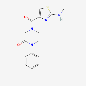 molecular formula C16H18N4O2S B5502266 4-{[2-(methylamino)-1,3-thiazol-4-yl]carbonyl}-1-(4-methylphenyl)-2-piperazinone 