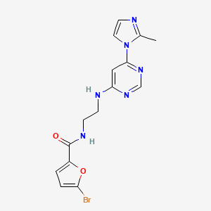 molecular formula C15H15BrN6O2 B5502295 5-溴-N-(2-{[6-(2-甲基-1H-咪唑-1-基)-4-嘧啶基]氨基}乙基)-2-呋喃酰胺 
