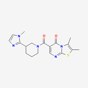 molecular formula C18H21N5O2S B5502318 2,3-dimethyl-6-{[3-(1-methyl-1H-imidazol-2-yl)-1-piperidinyl]carbonyl}-5H-[1,3]thiazolo[3,2-a]pyrimidin-5-one 