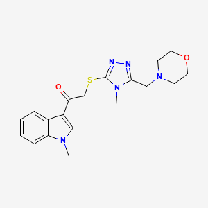 molecular formula C20H25N5O2S B5502362 1-(1,2-dimethyl-1H-indol-3-yl)-2-{[4-methyl-5-(4-morpholinylmethyl)-4H-1,2,4-triazol-3-yl]thio}ethanone 