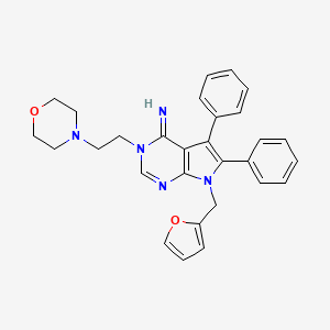 molecular formula C29H29N5O2 B5502419 7-(2-furylmethyl)-3-[2-(4-morpholinyl)ethyl]-5,6-diphenyl-3,7-dihydro-4H-pyrrolo[2,3-d]pyrimidin-4-imine 