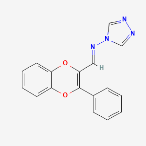 molecular formula C17H12N4O2 B5502420 N-[(3-苯基-1,4-苯并二氧杂环-2-基)亚甲基]-4H-1,2,4-三唑-4-胺 
