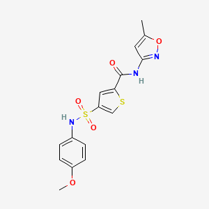 molecular formula C16H15N3O5S2 B5502427 4-{[(4-methoxyphenyl)amino]sulfonyl}-N-(5-methyl-3-isoxazolyl)-2-thiophenecarboxamide 