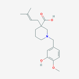 1-(3-hydroxy-4-methoxybenzyl)-3-(3-methylbut-2-en-1-yl)piperidine-3-carboxylic acid