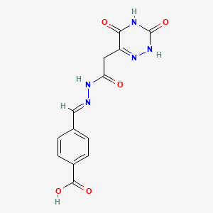 molecular formula C13H11N5O5 B5502439 4-{2-[(3,5-dioxo-2,3,4,5-tetrahydro-1,2,4-triazin-6-yl)acetyl]carbonohydrazonoyl}benzoic acid 