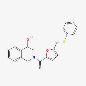 molecular formula C21H19NO3S B5502479 2-{5-[(phenylthio)methyl]-2-furoyl}-1,2,3,4-tetrahydroisoquinolin-4-ol 