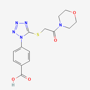 molecular formula C14H15N5O4S B5502484 4-(5-{[2-(4-morpholinyl)-2-oxoethyl]thio}-1H-tetrazol-1-yl)benzoic acid 