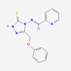 molecular formula C15H13N5OS B5502503 5-(苯氧甲基)-4-[(2-吡啶亚甲基)氨基]-4H-1,2,4-三唑-3-硫醇 