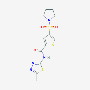 molecular formula C12H14N4O3S3 B5502508 N-(5-methyl-1,3,4-thiadiazol-2-yl)-4-(1-pyrrolidinylsulfonyl)-2-thiophenecarboxamide 