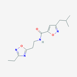 molecular formula C14H20N4O3 B5502601 N-[2-(3-ethyl-1,2,4-oxadiazol-5-yl)ethyl]-3-isobutyl-5-isoxazolecarboxamide 
